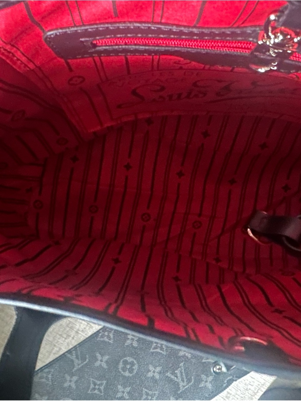 Black Monogram Tote with Red Interior - Picture 4 of 10